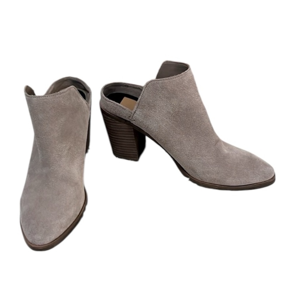 Dolce Vita Women’s Tan Beige Suede Leather Mule Block Heel Selene Booties 9
